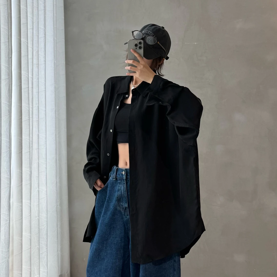韩国丝质衬衫宽松款