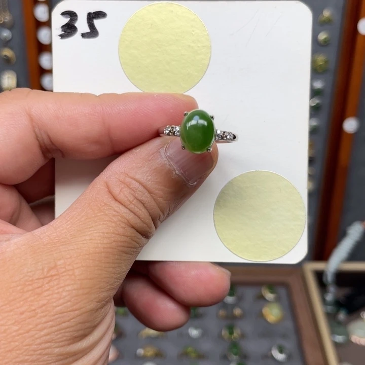 和田玉戒指银S925镶嵌和田玉35