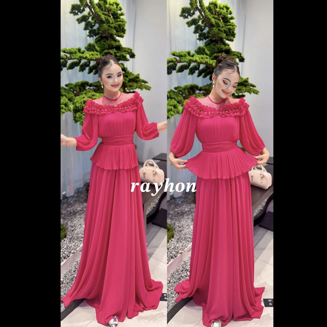 Rayhon原创高级定制绯月轻纱设计师度假风一字肩连衣裙