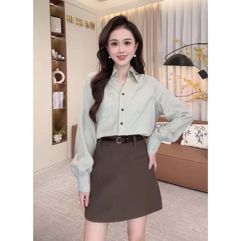 法式复古经典翻领别致长袖衬衫女2024秋季新款百搭显瘦时尚上衣