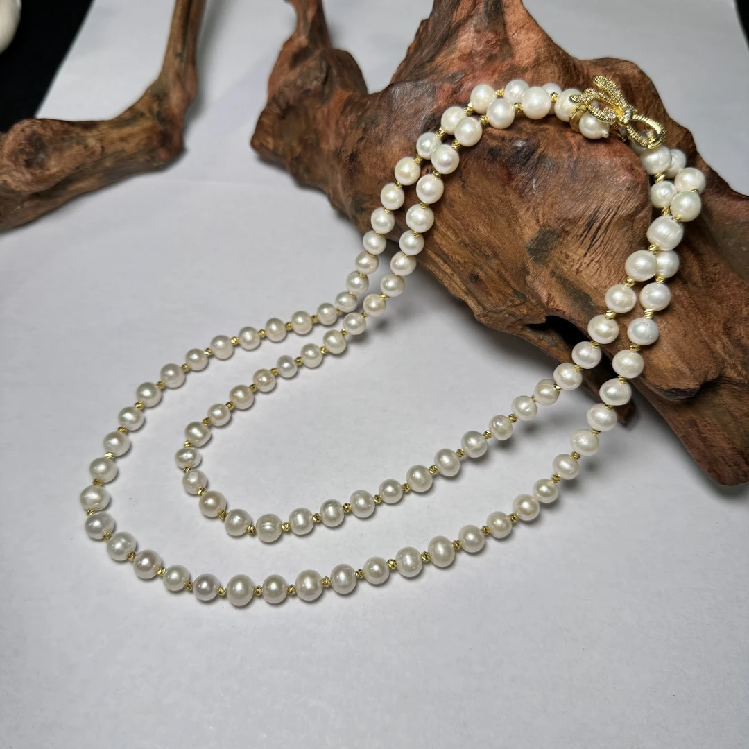 约7-8mm天然淡水珍珠毛衣链