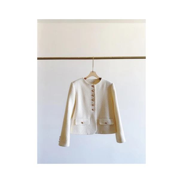 【白玉小香】优雅气质时装多扣加厚羊毛小香外套