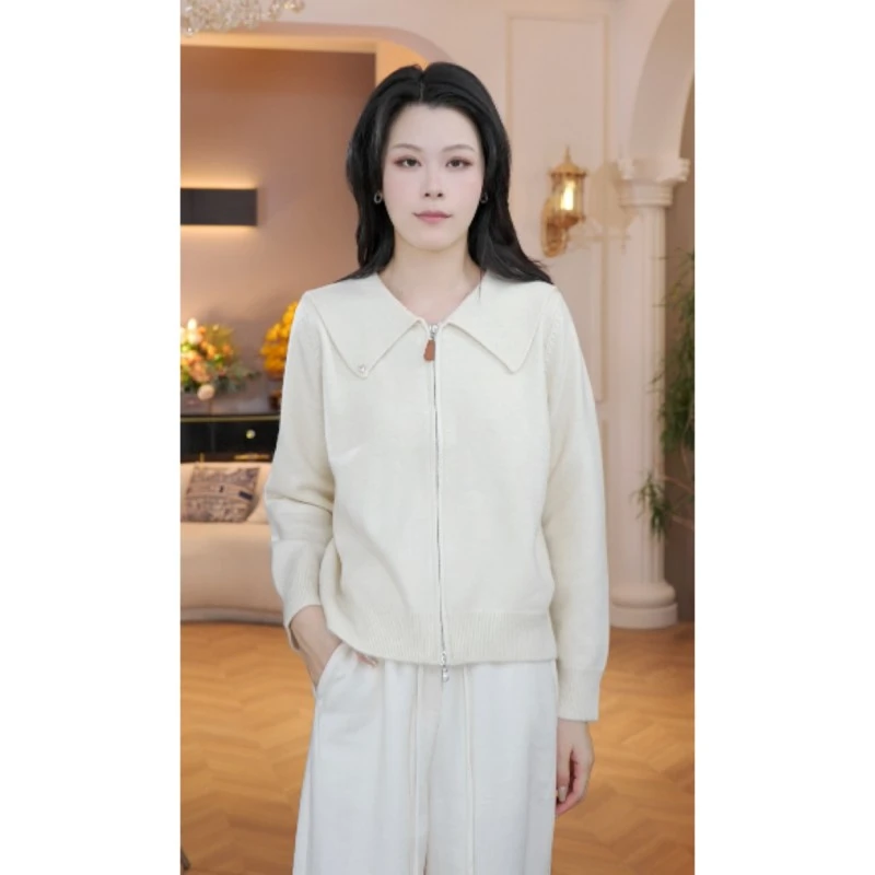 CYM3561韩版新款大翻领软软舒适羊毛针织开衫时尚气质款毛衣外套