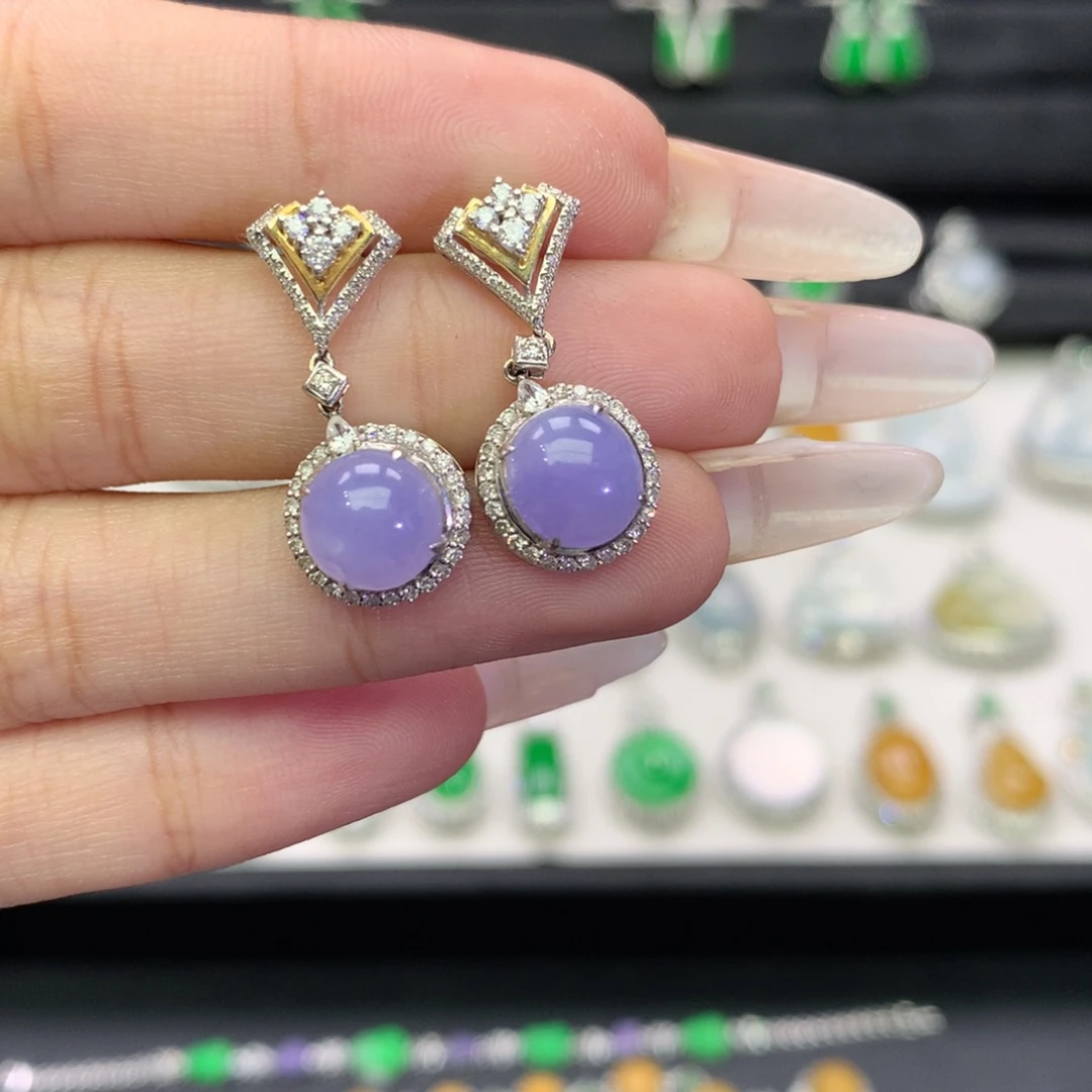 翡翠18K金镶嵌耳饰