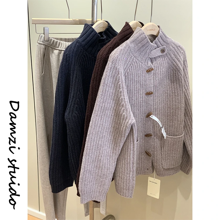 DA麦子“美好秋冬”100绵羊毛重磅粗针牛角扣毛衣 MZ5683美好