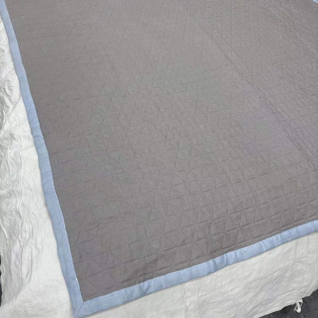 夏季单人菱形格纯色透气床盖