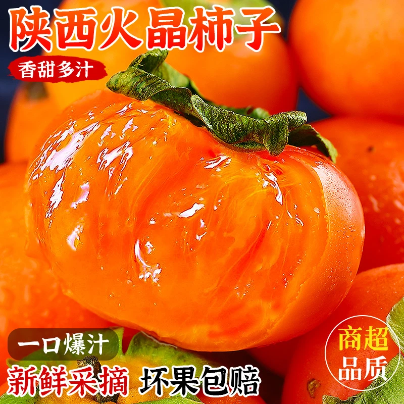 【坏果包赔】陕西火晶柿子新鲜水果应当季临潼水晶软甜小柿子蜜柿