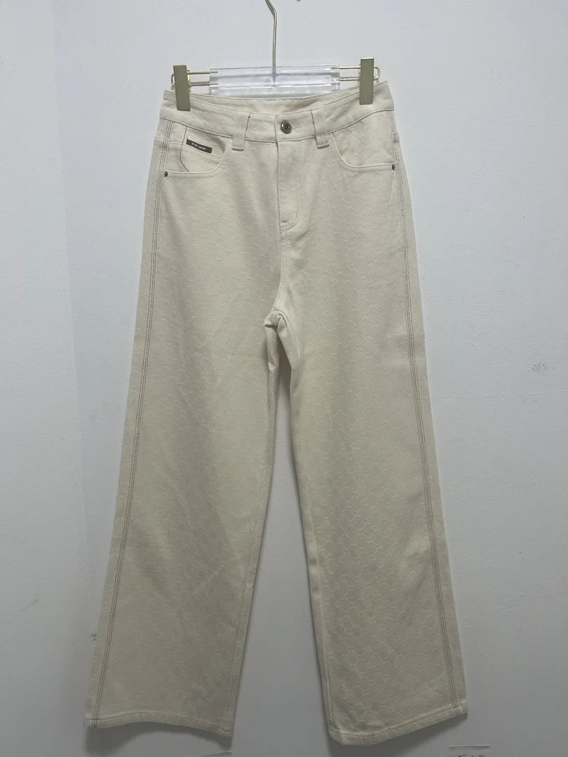 32152春季新款欧货印花白直筒宽松显瘦时尚百搭牛仔裤