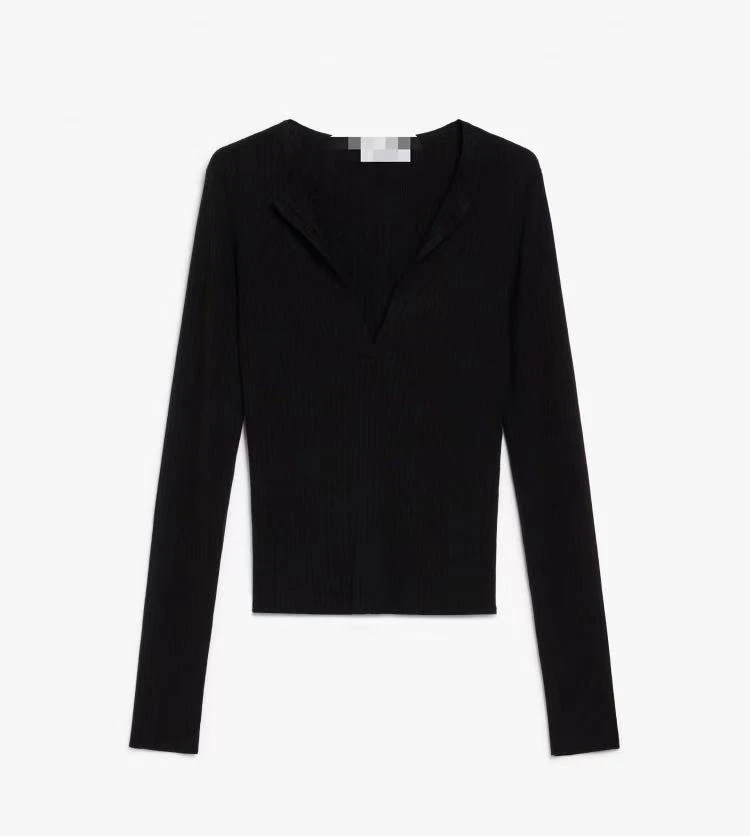 冬季长袖毛针织衫简约弹力针织衫黑色上衣修身 0170