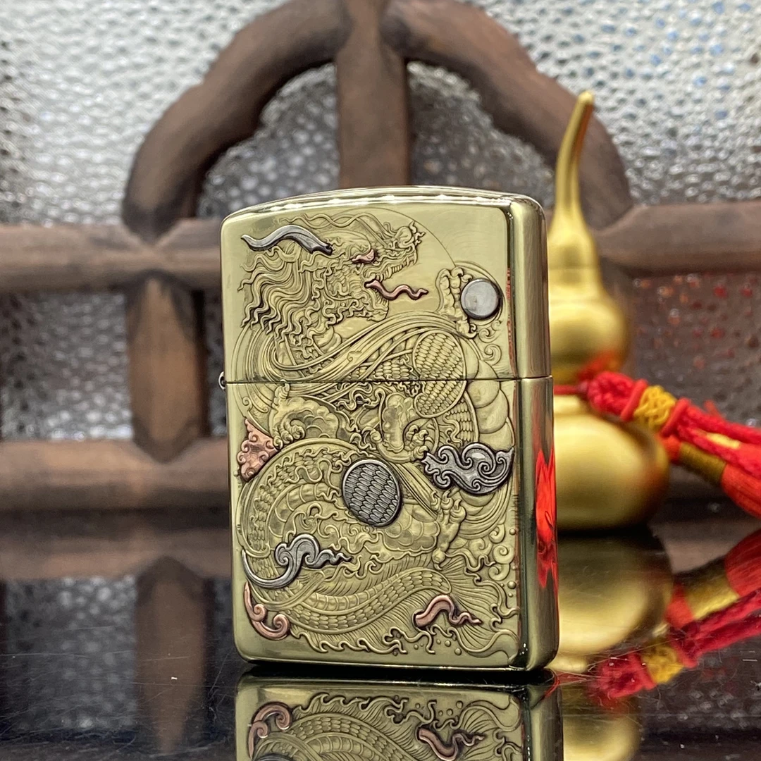 ZIPPO/之宝打火机 青龙盔甲镜面黄铜浮雕【小飞甄选】DYJ1