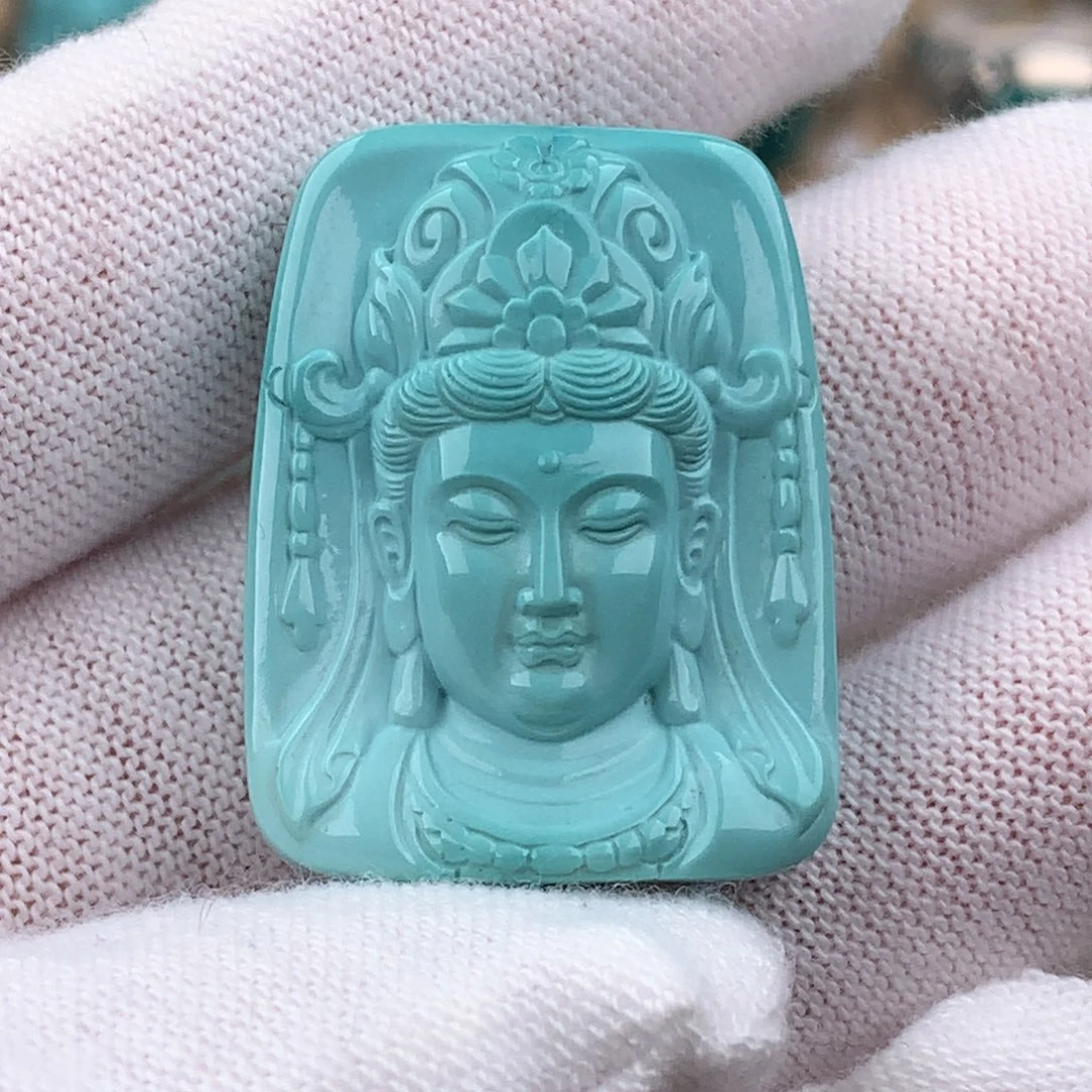 绿松石配饰未镶嵌观音牌吊坠