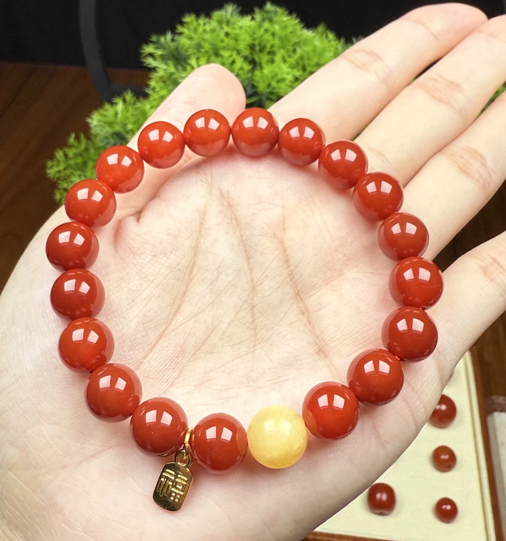 天然无优化南红玛瑙文玩满色满肉圆珠DIY手串10mm多样性发