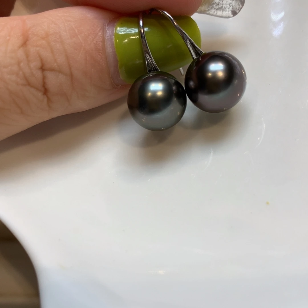银S925镶嵌海水珍珠耳饰