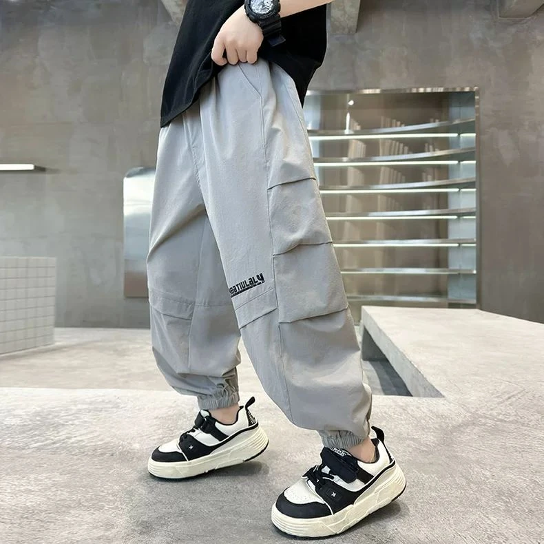 男童夏装防蚊裤2025新款夏季儿童工装长裤中大童休闲宽松薄款裤子