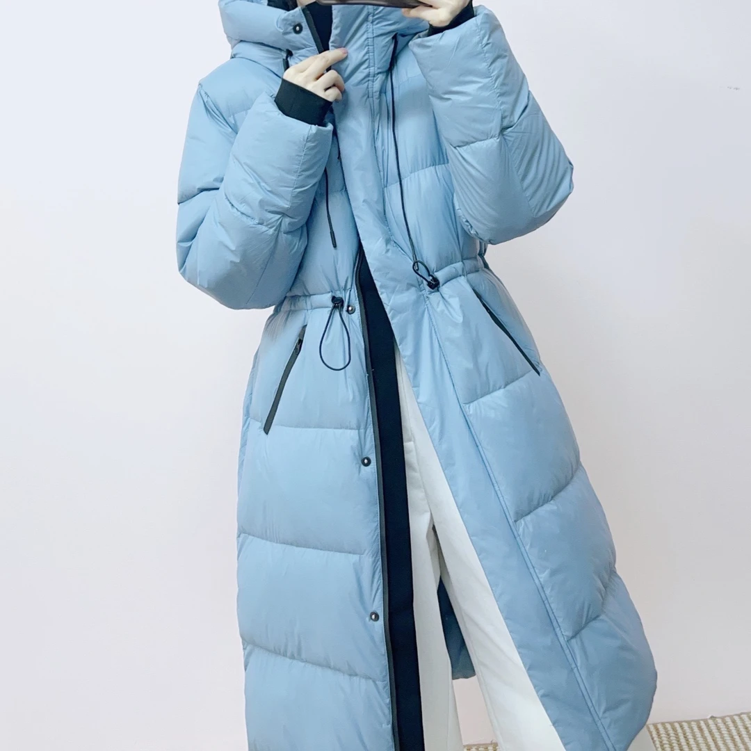 908时尚百搭显瘦抗寒修身收腰中长款鹅绒服保暖外套Y7908/GJ