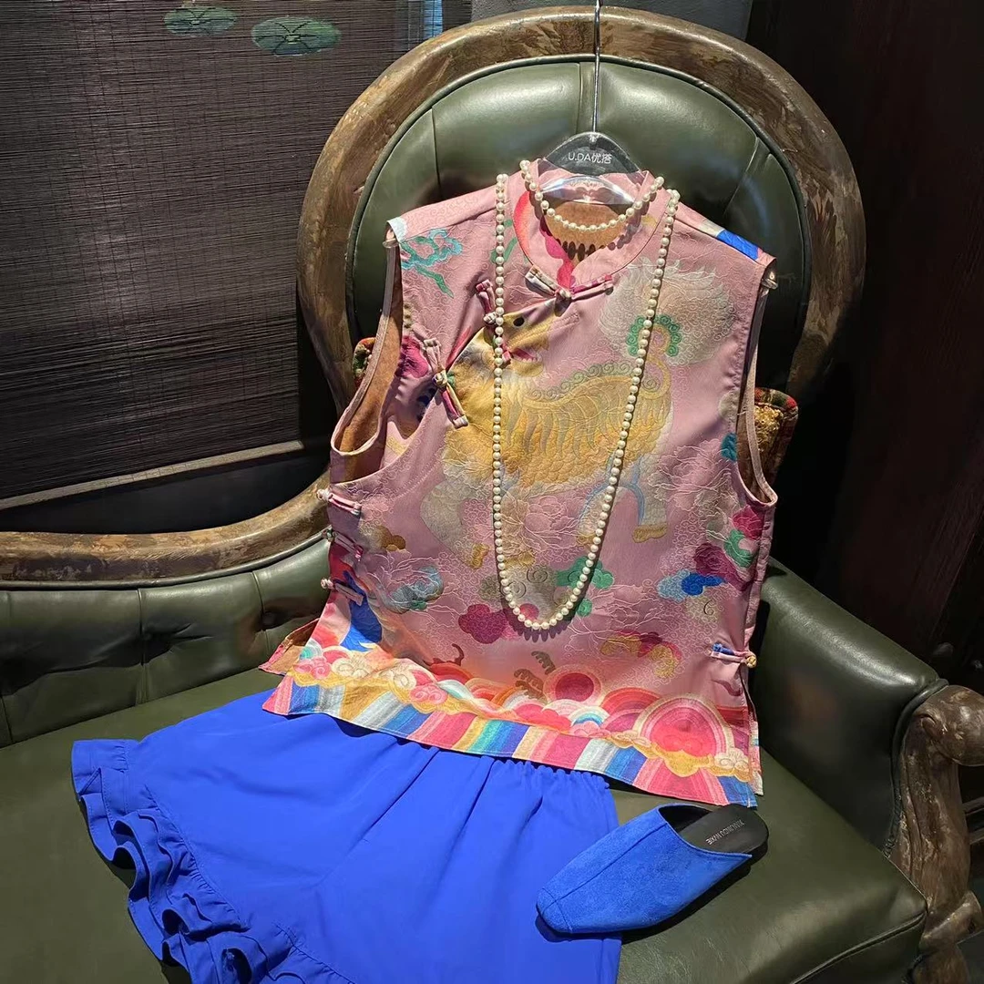 【优搭严选】时尚百搭设计款国潮刺绣重工砍袖马夹836