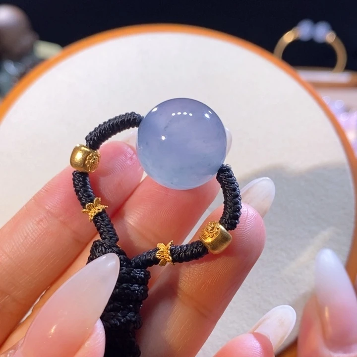 翡翠18K金镶嵌吊坠(不含链)翡翠星空蓝紫珠卡18+