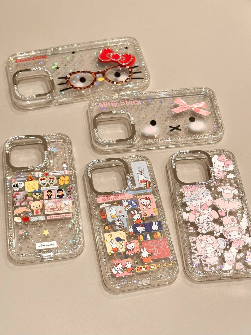 日韩卡通动漫合集豹纹KT美乐蒂米菲兔适用苹果15/16/14防摔保护壳