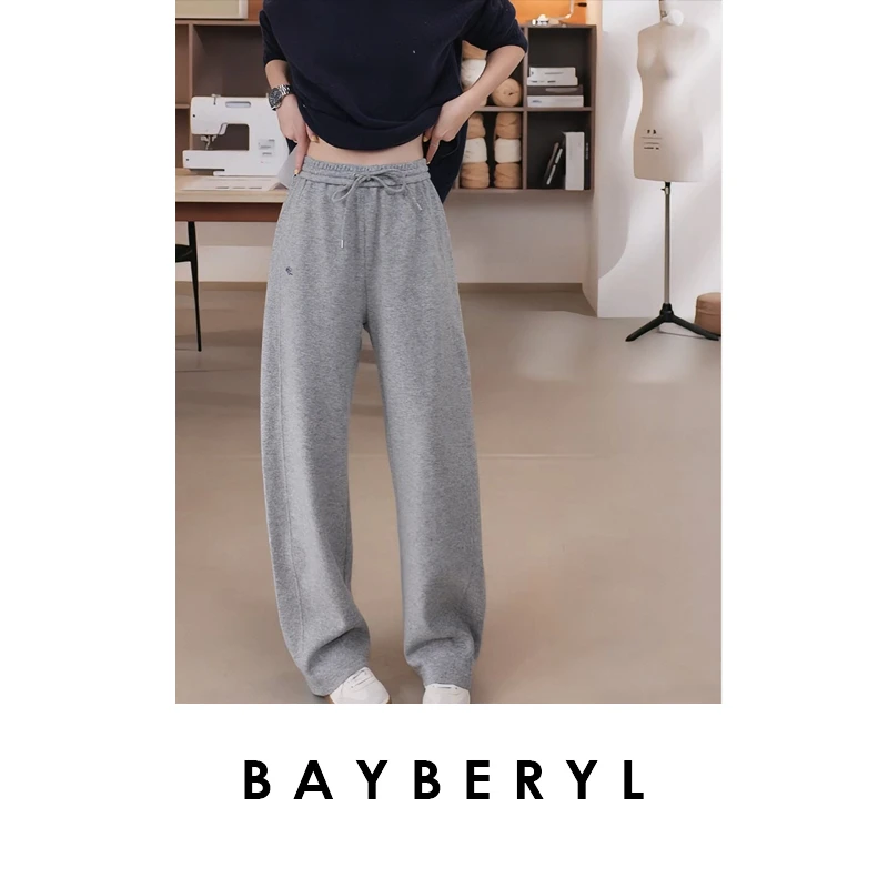 BAYBERYL老贝1P花体字母针织羊毛松紧腰25秋休闲裤XXK5F0247-9/21