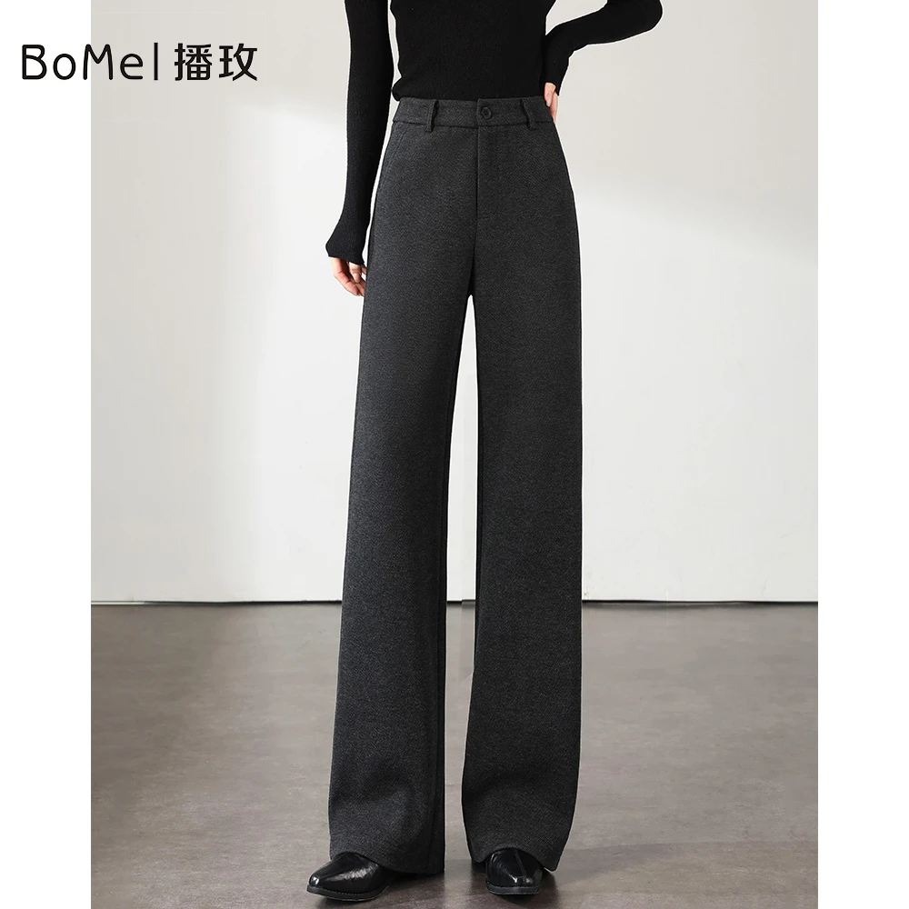 毛呢阔腿裤女冬显瘦保暖羊毛裤2025新爆款时尚气质高腰直筒休闲裤