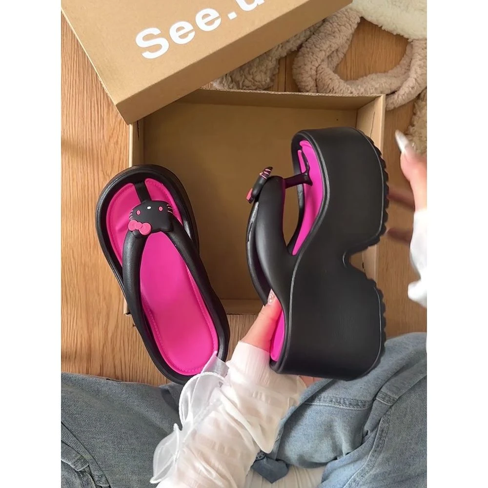 小个子高跟人字拖女2025夏季新款时尚外穿厚底防滑沙滩夹脚凉拖鞋