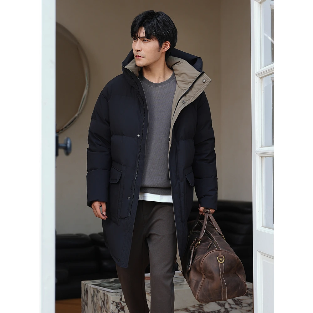 羽物男装冬季极寒加厚户外运动中长款羽绒服95白鸭绒23M065