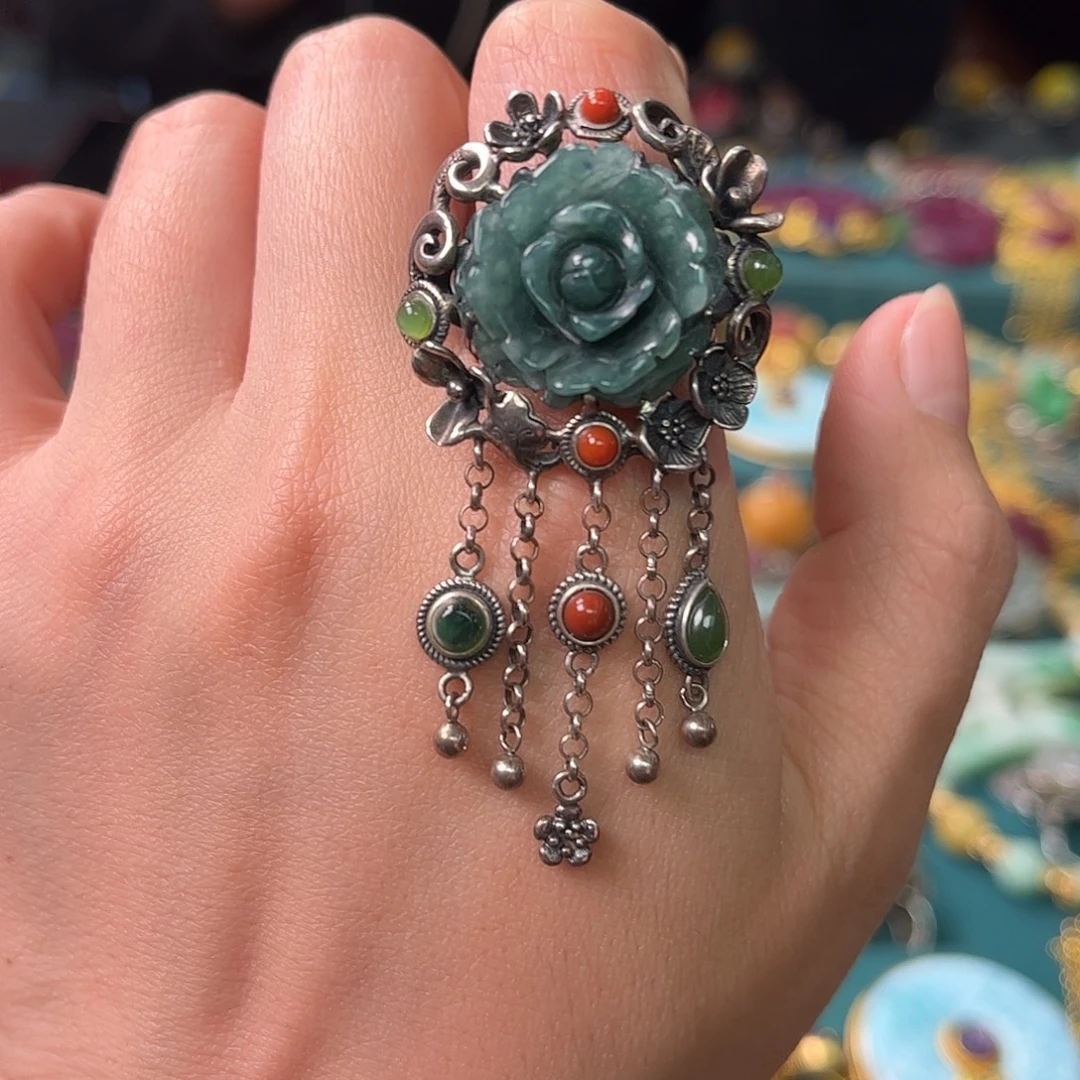 翡翠银S925镶嵌戒指