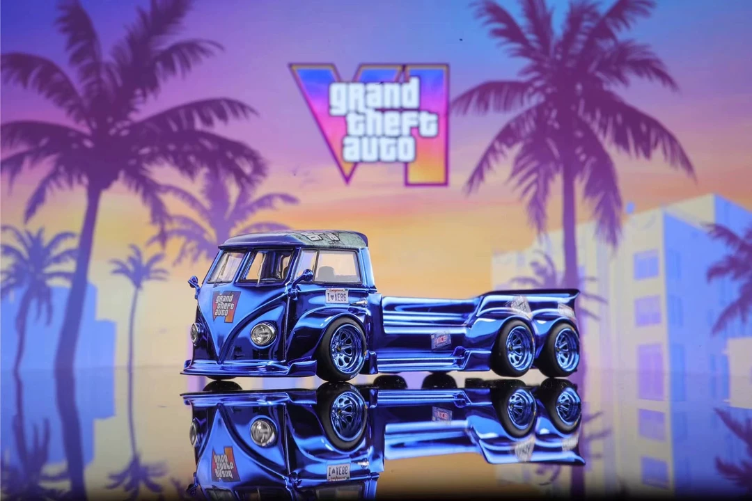 Liberty 64 1:64 大众 T1 TOW 拖车 电镀 GTA6 合金汽车模型收藏
