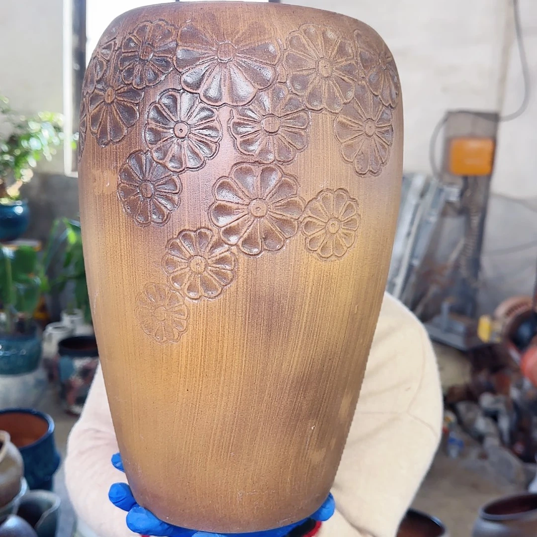 紫砂花盆高33口17