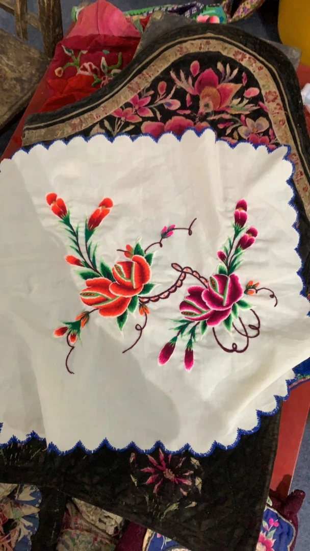 老绣花绣片装饰品