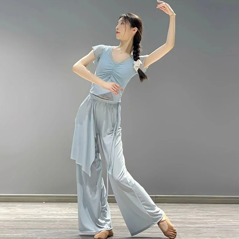 现代舞裤子舞蹈衣服中国舞秋季阔腿裤古典舞练功服新款飘逸基训服