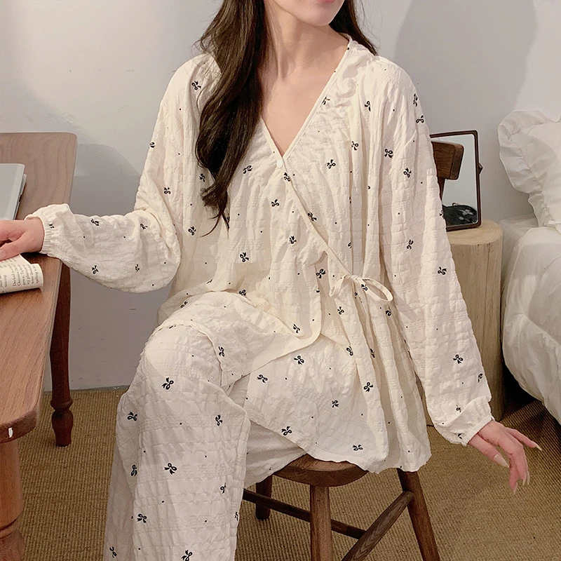 【云朵棉皱布-春夏薄款】月子服产后孕妇哺乳睡衣产妇家居服哺乳衣