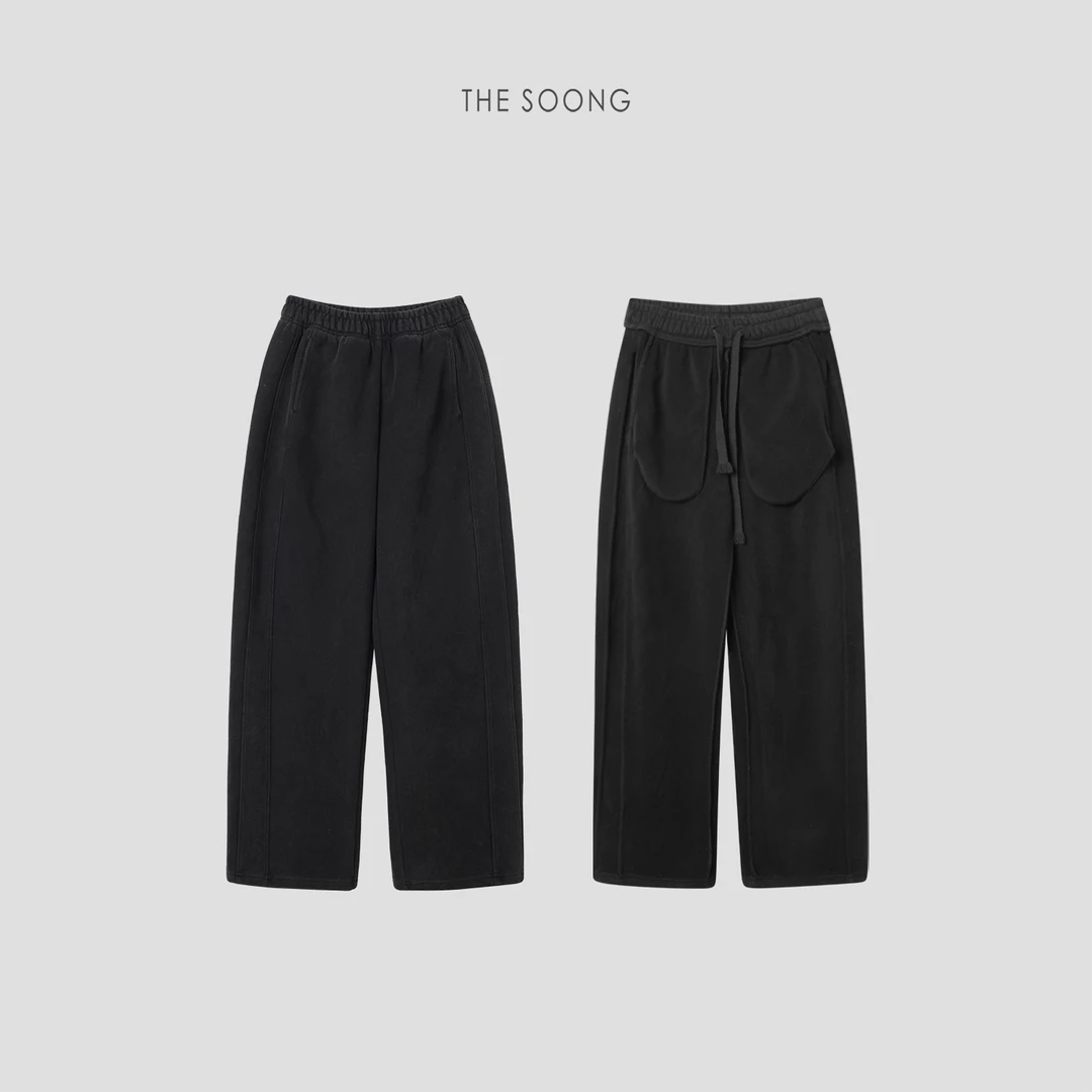 THESOONG|"泡芙裤"重工定染超柔一体水洗做旧保暖休闲裤HWKZ8011