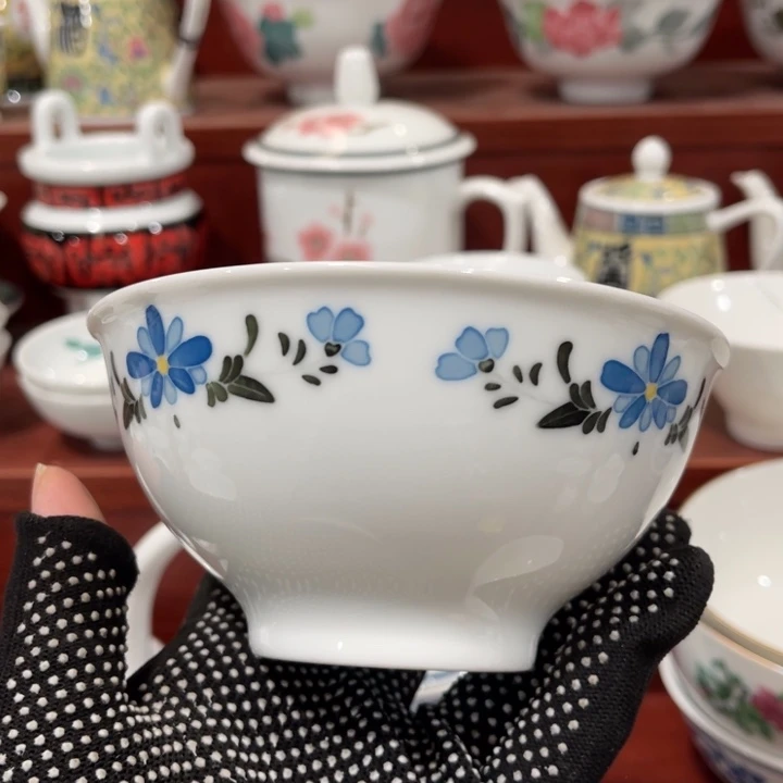 陶瓷醴陵手绘釉下五彩饭碗