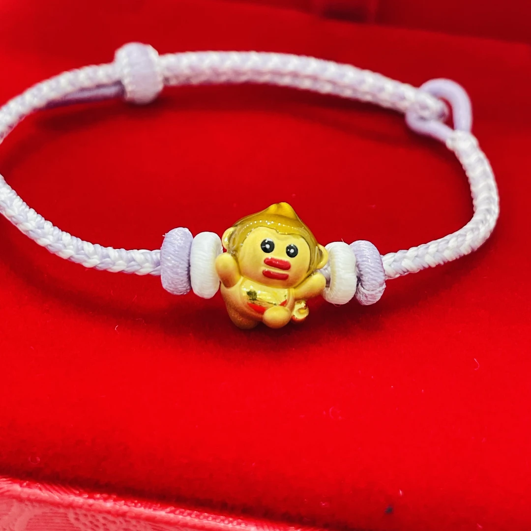 CBAI/菜百SY足金手链 足金990 动物园宠爱系列 可爱小猴