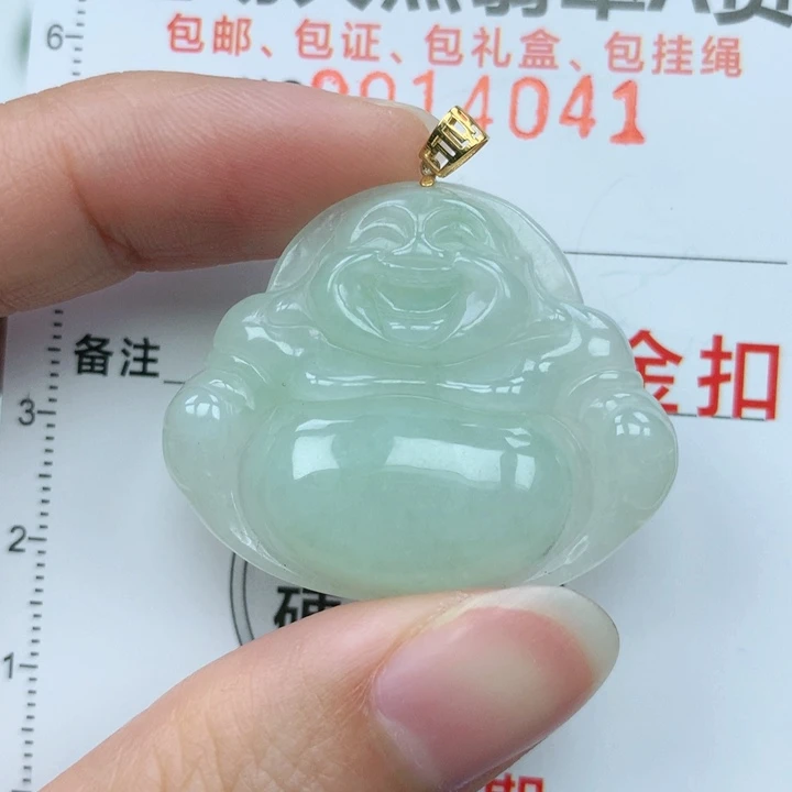 翡翠颈饰18K金镶嵌天然翡翠a货