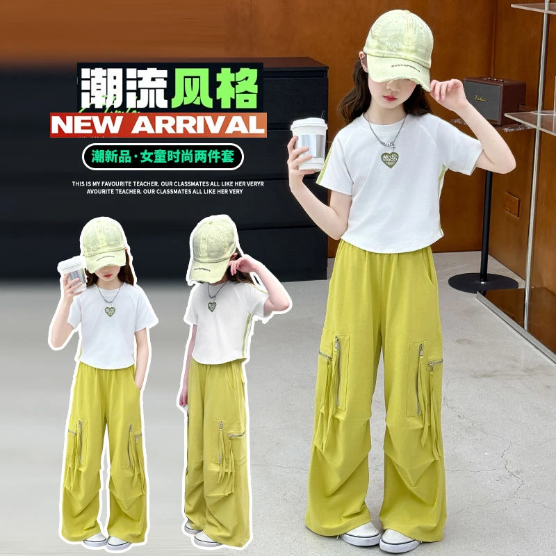 【现货】女童夏日套装2025新款洋气夏季短袖工装裤两件套CSC2137