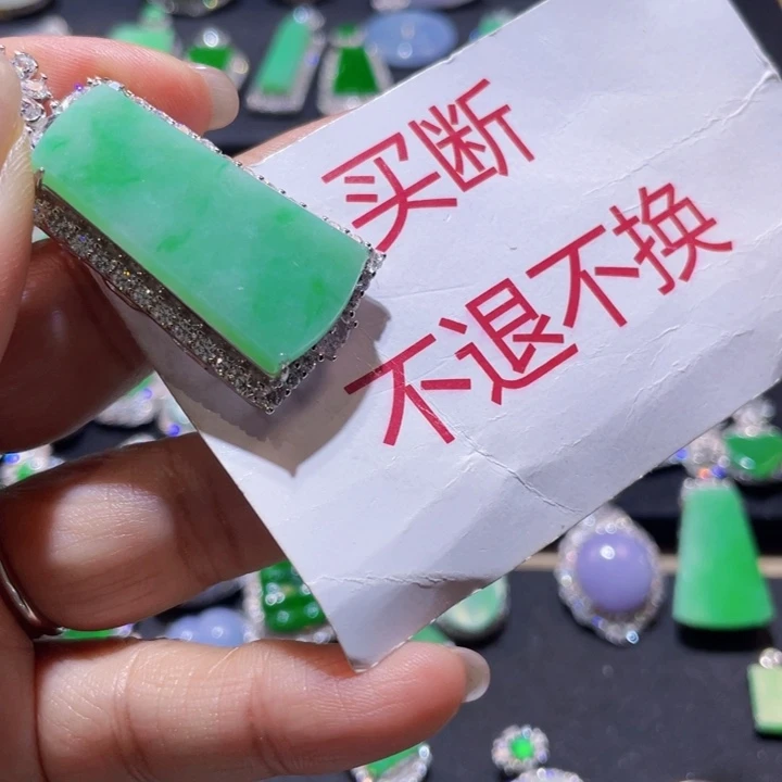 丹***妮翡翠银S925镶嵌颈饰