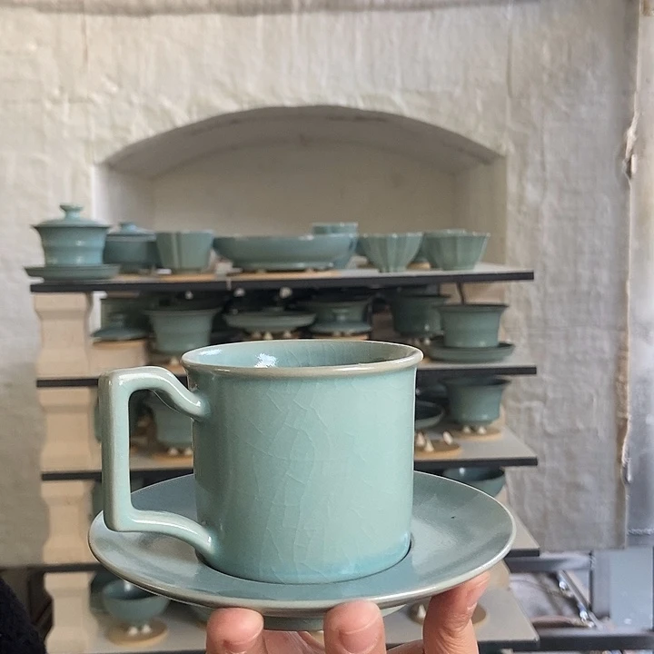 仿古天青釉咖啡杯