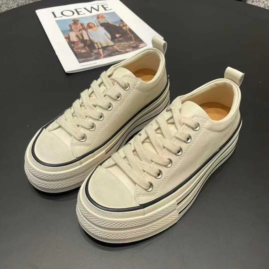 【秀秀新品】皮面厚底鞋白鞋小个子必备福音时尚
