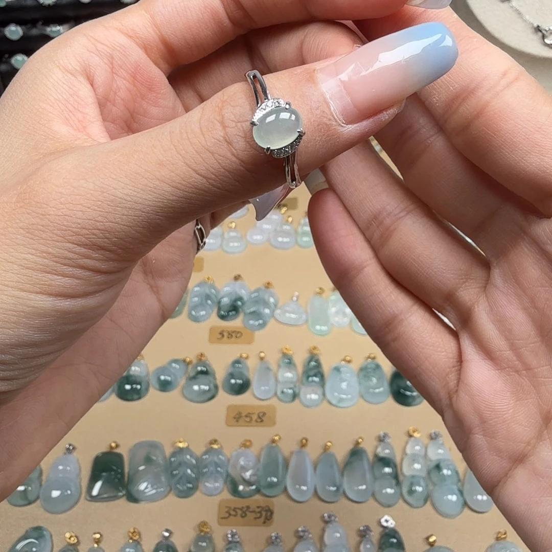 翡翠戒指银S925镶嵌