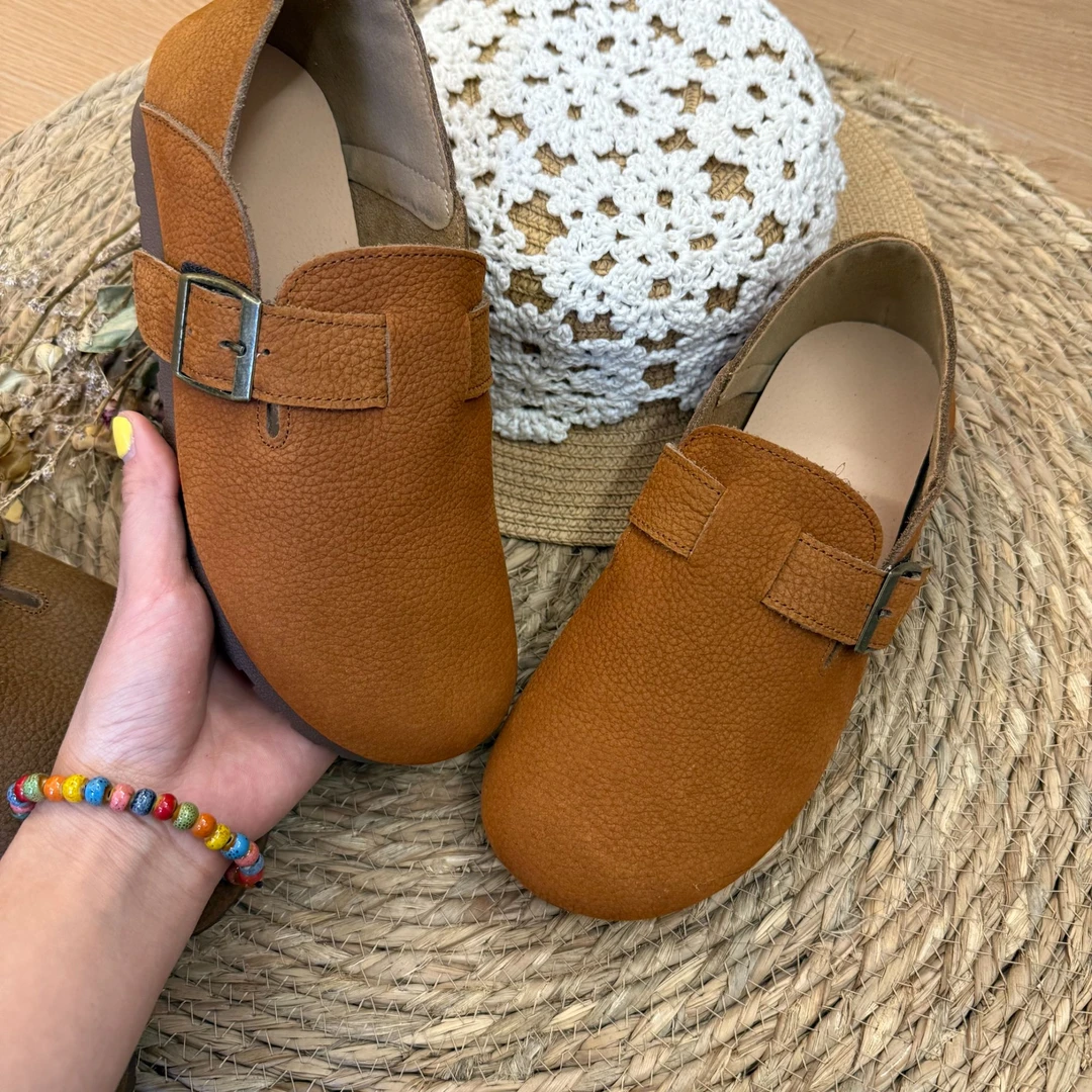 头层牛皮勃肯鞋2025新款舒适百搭复古文艺小单子鞋女鞋