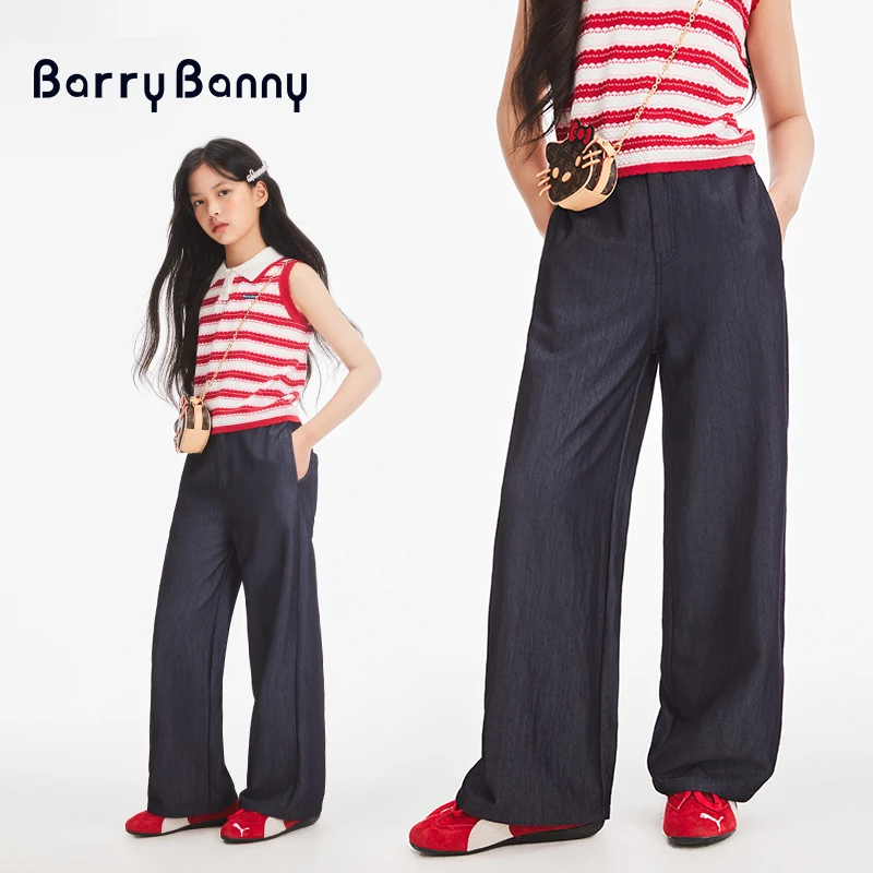 BarryBanny宽松牛仔裤2025新款夏长裤微喇叭裤儿童春装水洗软牛仔