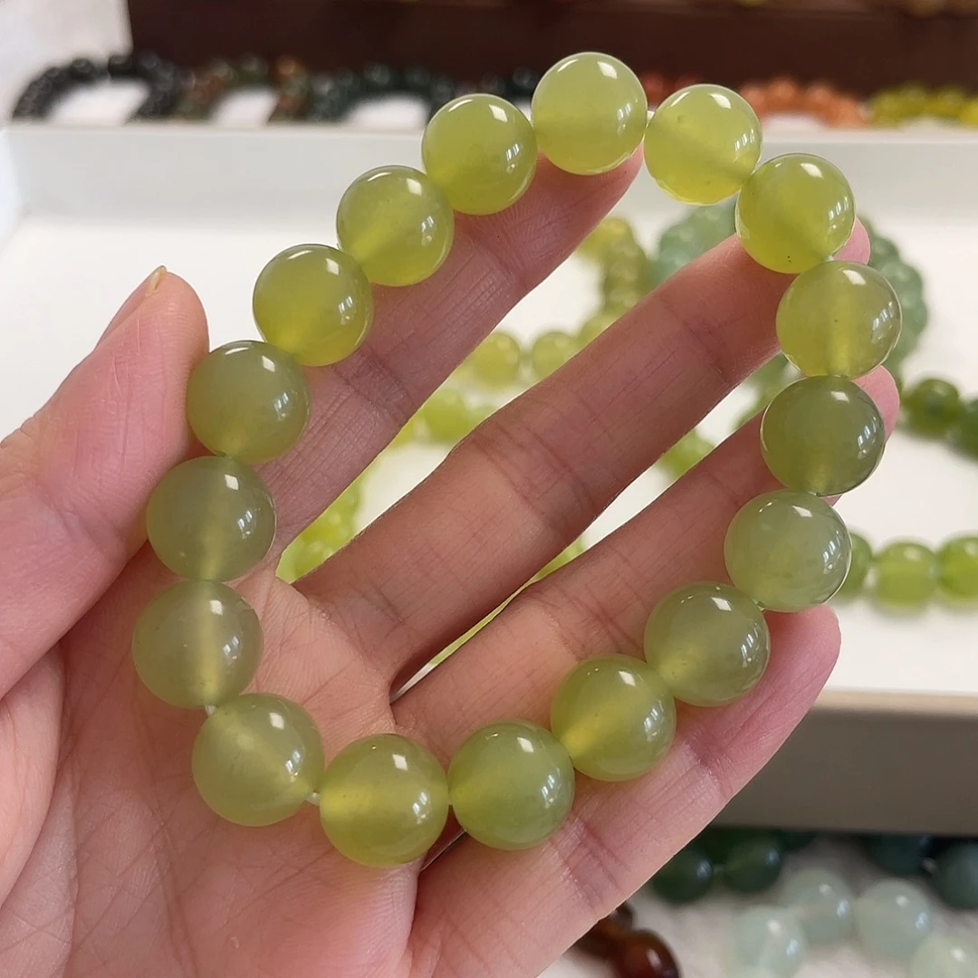 海***ྉ蛇纹石玉未镶嵌手链