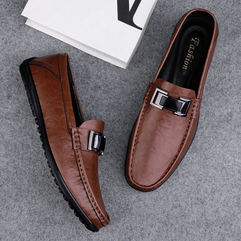 男士豆豆鞋男款通勤透气软底休闲鞋百搭一脚蹬男鞋英伦商务皮鞋子