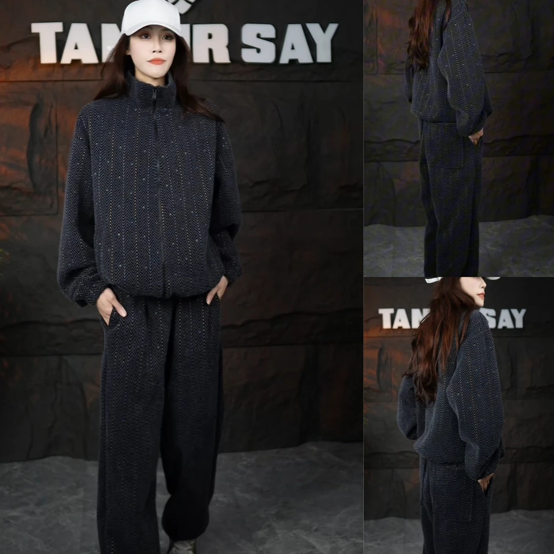 【高品质】时尚潮流高级感简约舒适百搭立领男女同款休闲两件套秋