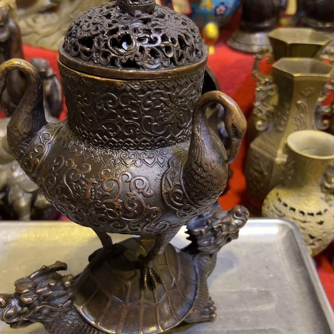 游***鸡黄铜摆件，文房摆件工艺品