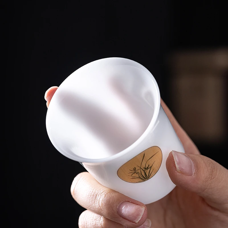 高档冰种玉瓷功夫茶具主个杯薄胎通透泡茶杯单个70ML个人专用茶杯