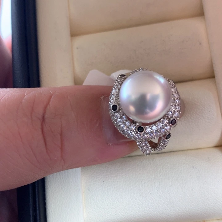 银S925镶嵌戒指海水珍珠