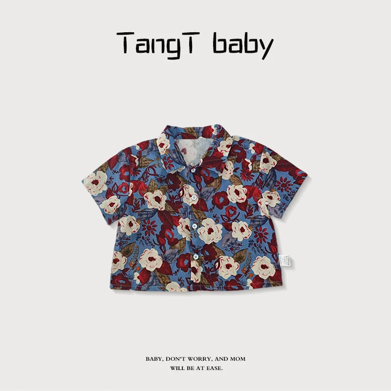 女衬衫宝宝儿童夏季通用洋气小童上衣森系休闲衬衫领婴儿夏季衣服